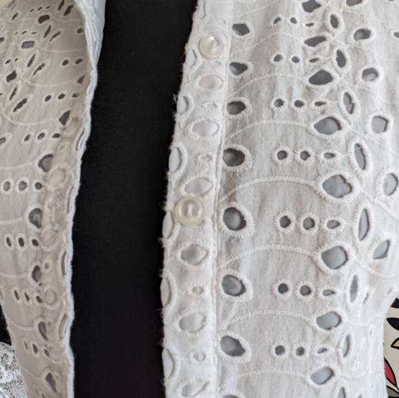 London Time White Eyelet Knee Length Dress Size S - Picture 3 of 14